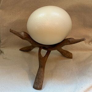 Vintage Decorative Carved Wood Cobra Tripod Stand Fits up to 8in Bowls